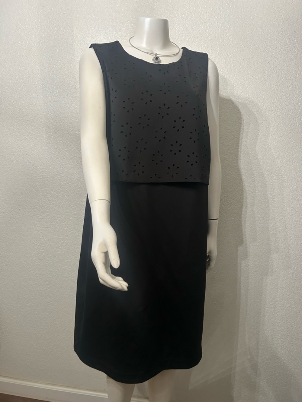 Layered Top Metaphor Fitted Sleeveless Lined Dress 2X
